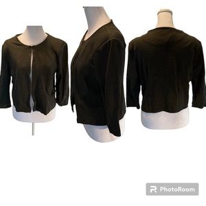 Philosophy Dark Gray Cropped 3/4 Sleeve Cardigan Size Small